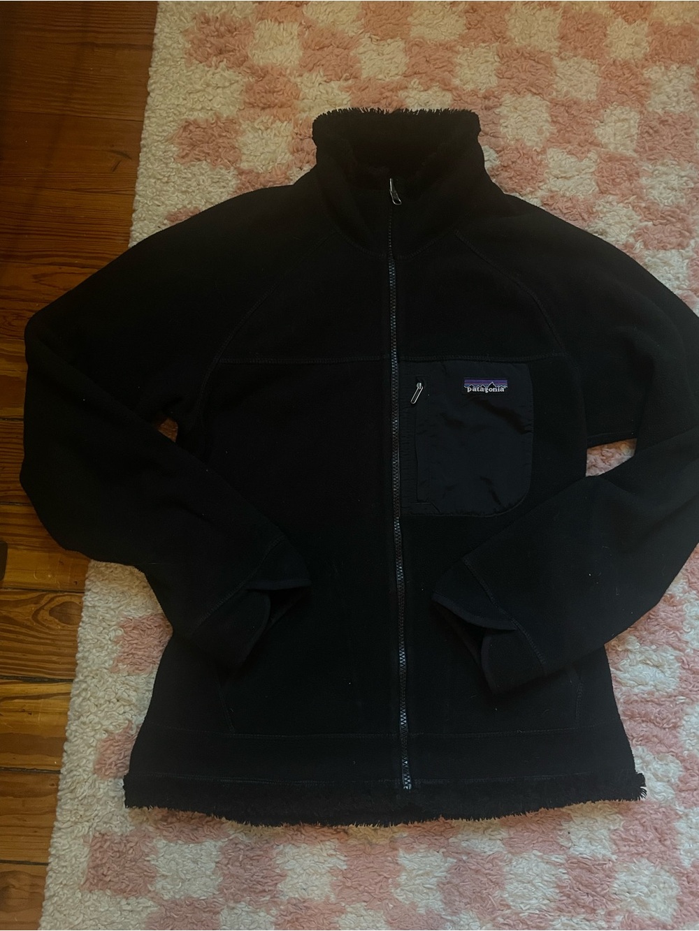 Patagonia reversible Black Full-Zip Fleece Jacket with Chest Pocket